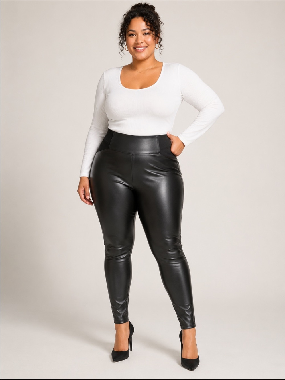 🎉3 For $20🎉a new day Black High-Waist Faux Leather Leggings
